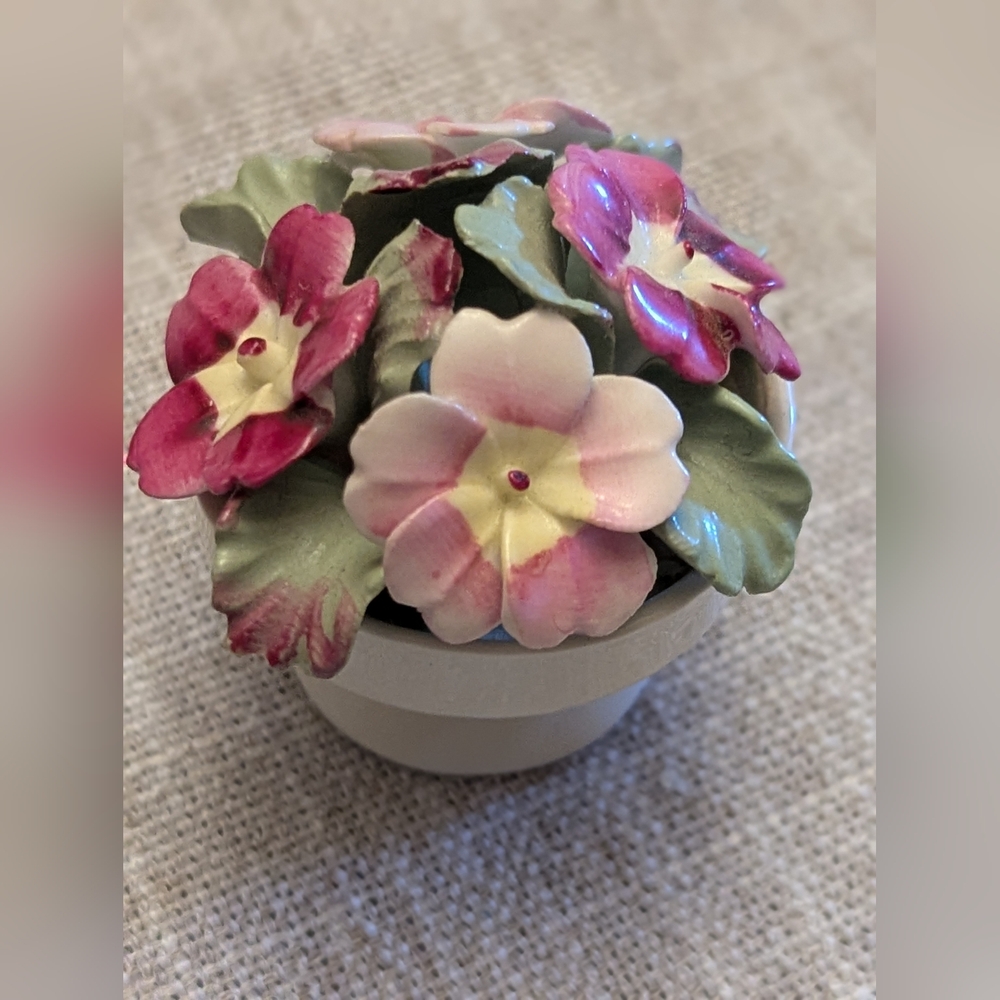 Floral Ceramic Pot with Pink and Green Accents